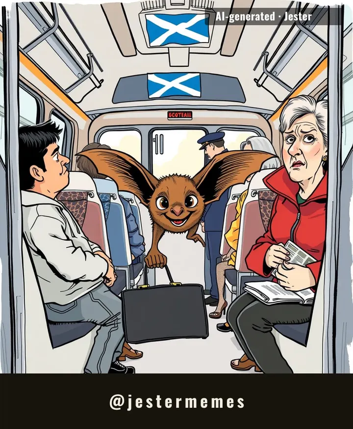 The bat paid no fare, touched no phone, and got off before the drama — it's the only professional on that train.