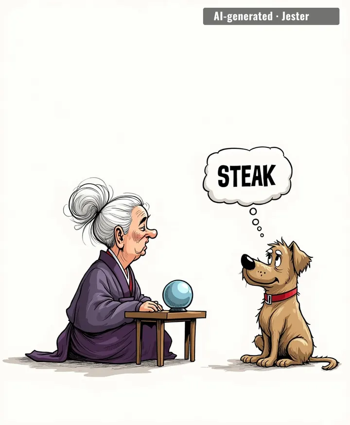 We've reached peak human insecurity: paying a shaman to translate your dog's one-track food thoughts.