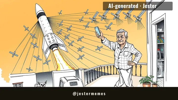 eleven thousand satellites and the wifi still dies the second it rains