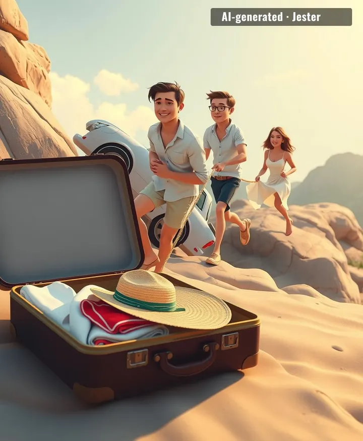 Most people bring back seashells and a tan; Fan and Gu brought back a hero-complex story that makes their wedding album look like an action movie trailer.