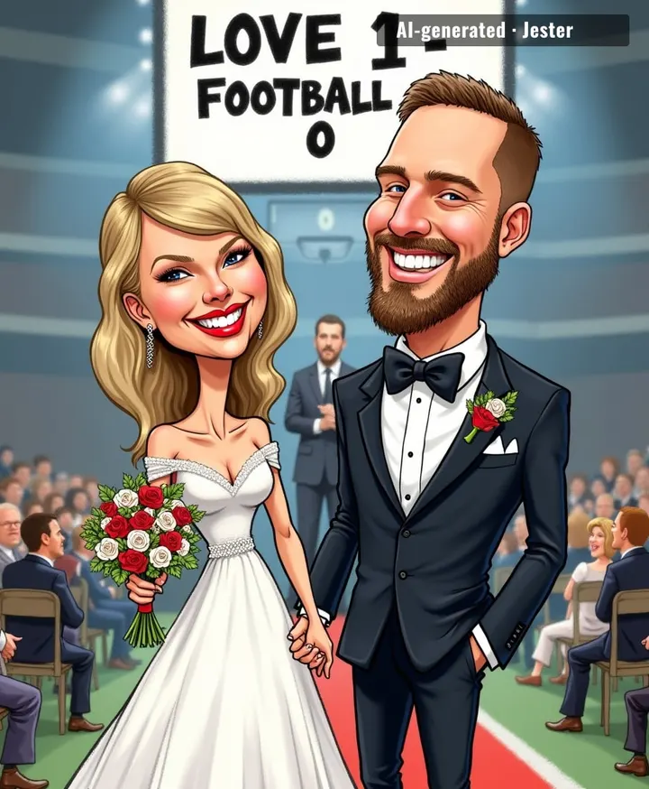 They got married at Madison Square Garden so Travis can still cry about football on the way to the honeymoon.