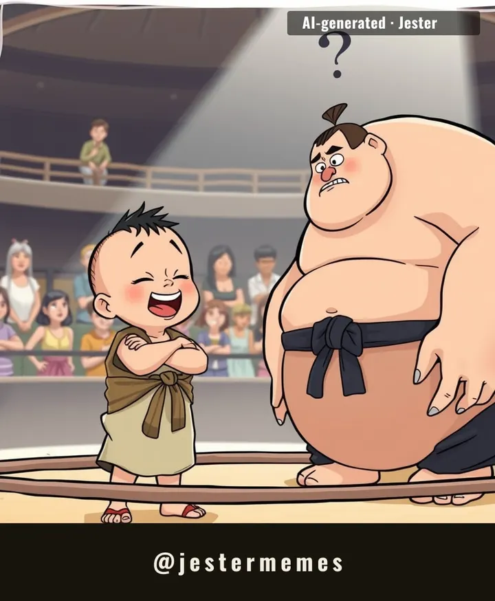 The only thing smaller than the kid's opponent's ego is the kid's feet.