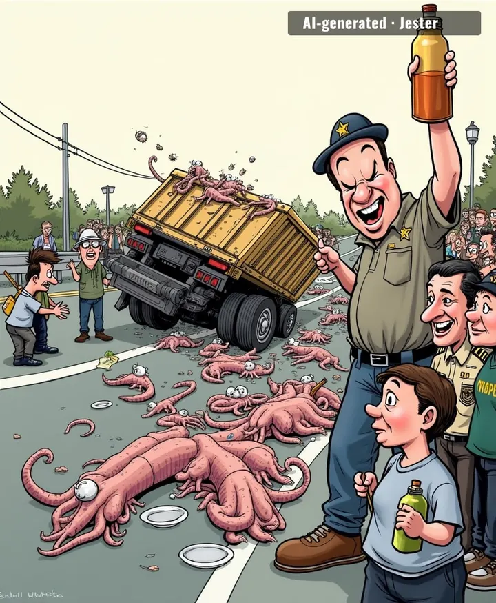 Nothing says 'state pride' like a traffic jam caused by everyone racing to eat the accident.