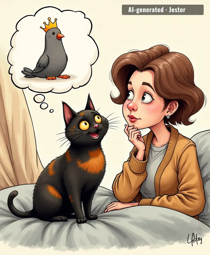 Pistachio Pudding's been doing a pigeon impression for 12 years and no one's told her it's not a cat thing — commitment issues? Never heard of her.