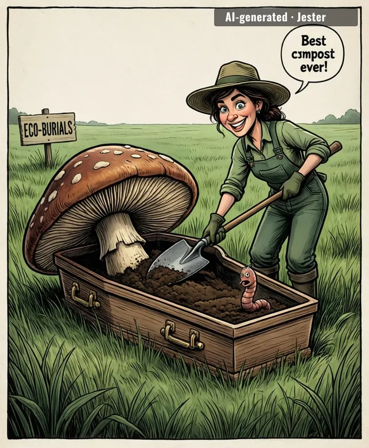 Only in Australia do you decompose with a carbon footprint smaller than your funeral bill.