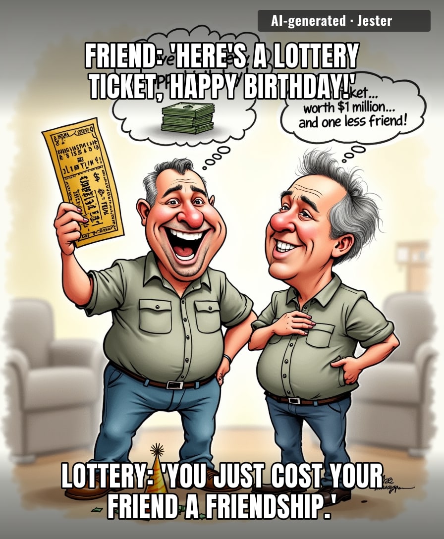 Nothing says 'I value our friendship' like handing over a ticket that turns into a $999,000 awkward silence.