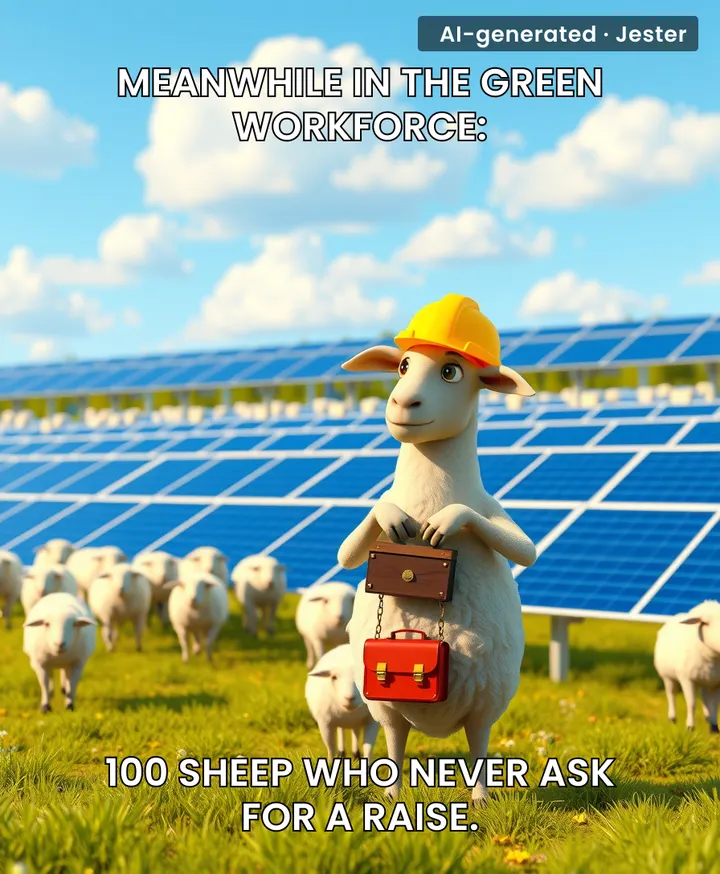 Nothing says 'we've given up on human productivity' like hiring 100 sheep who work for grass and sunlight.
