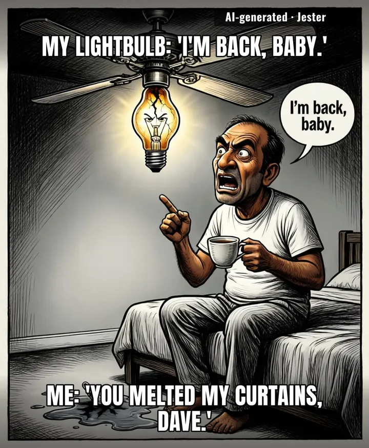 The lightbulb pulling a Phoenix while my electricity bill pulls a Lazarus — only one of them is getting resurrected on my dime.