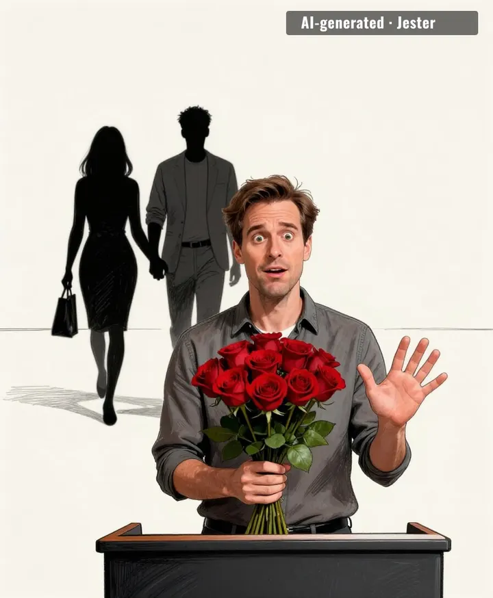 he brought flowers to the announcement.
