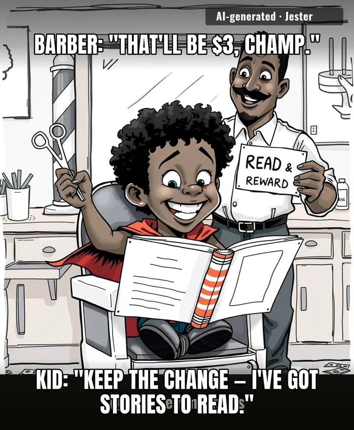 A haircut that builds confidence and literacy? Meanwhile, my barber just asks about the weather.