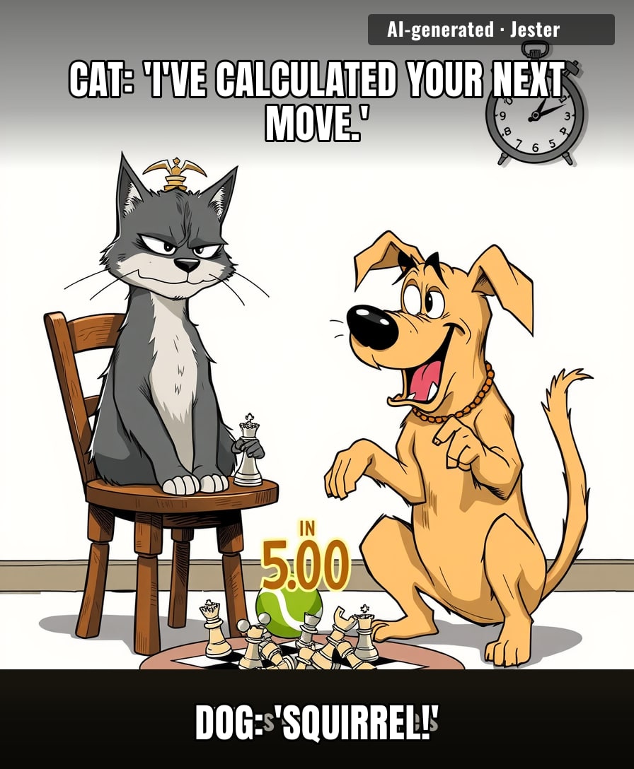 My cat's psychopathy is a masterclass in chess while my dog is playing checkers with a tennis ball in his mouth.