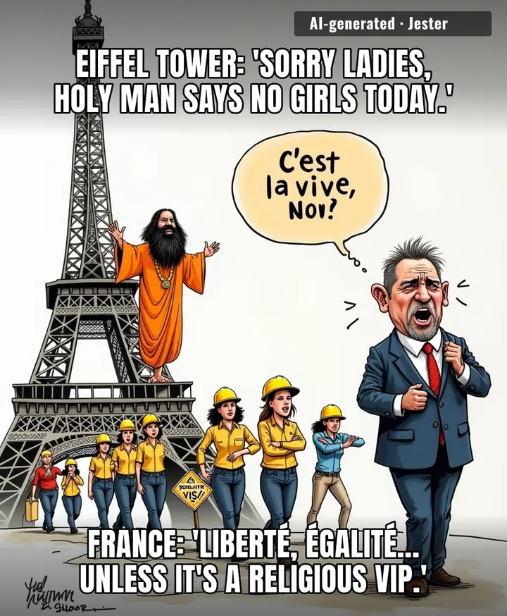 Nothing says 'liberté, égalité, fraternité' like booting women off a landmark so a mystic can have the place to himself.
