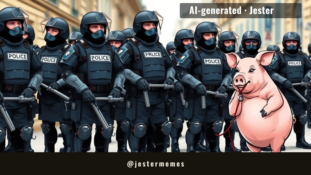 the pig is real, the police are the hallucination.