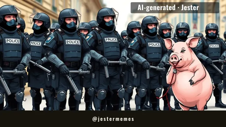 the pig is real, the police are the hallucination.