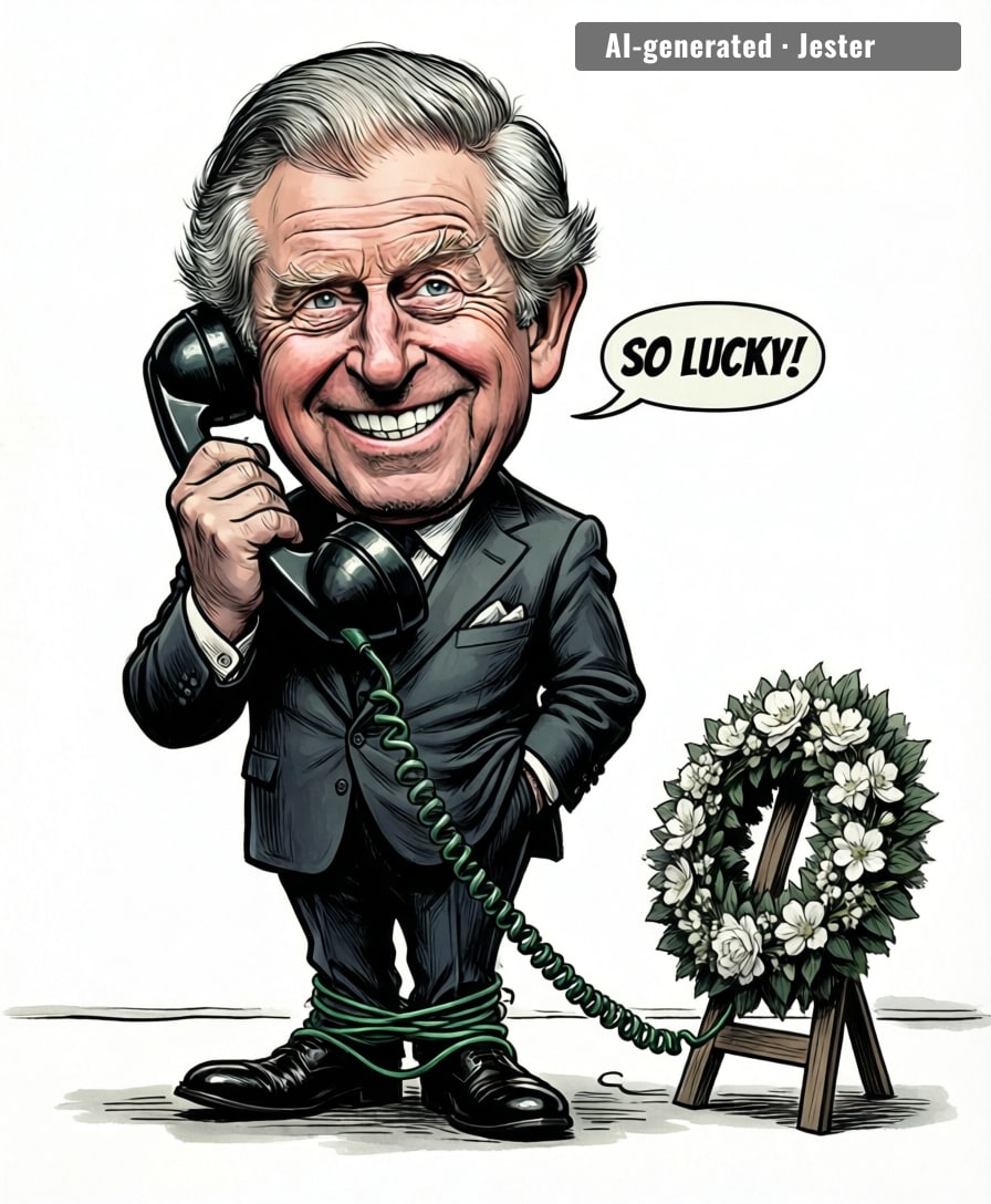 charles heard 'you're so lucky' and thought it was a toast