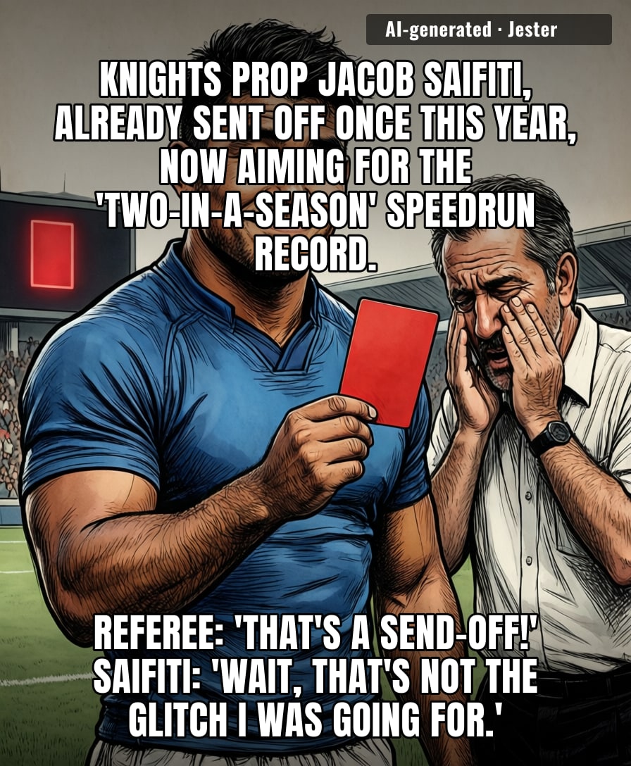 Saifiti's collecting red cards like they're limited edition Pokémon, and the Knights are the ones getting the game over screen.