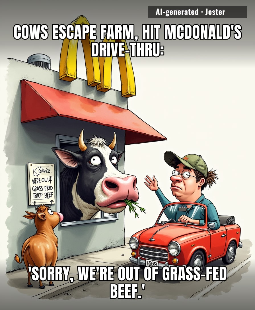 The cows wanted to see the source of their own extinction — most of us just go on Yelp.
