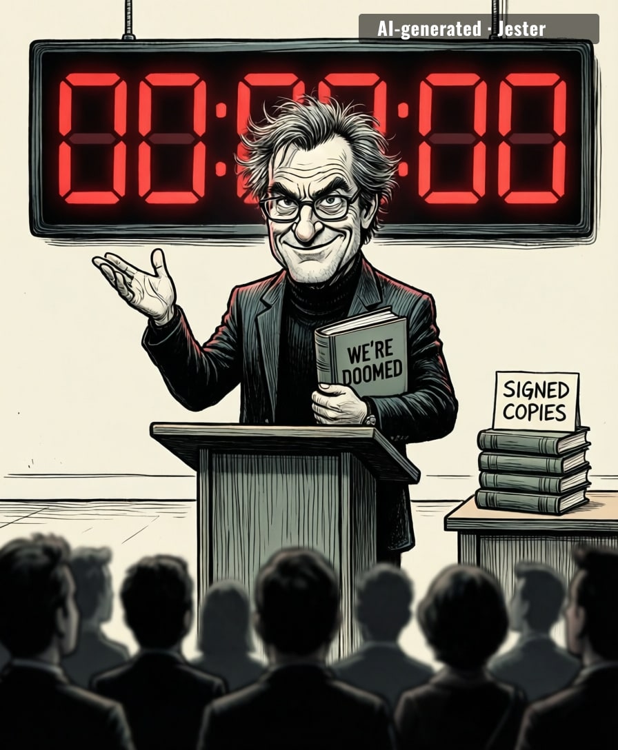 Nothing sells a doomsday book like the guy who used to build the doomsday machine — $40,000 a keynote, $12.99 paperback.