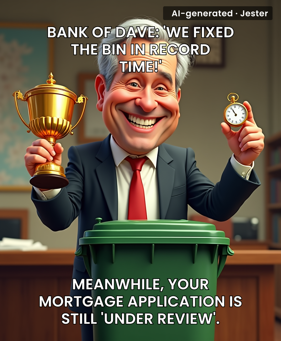 This bank's customer service is so bad they had to fix a bin just to feel good about themselves.