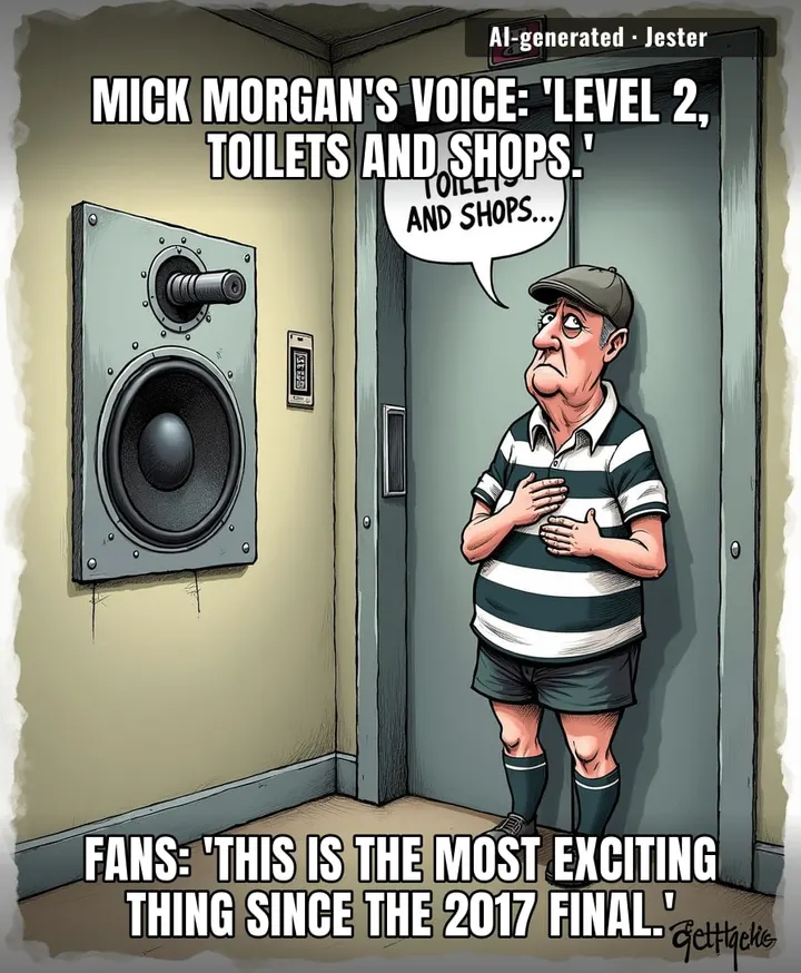 A rugby legend reduced to elevator directions—at least someone in Castleford is going up.