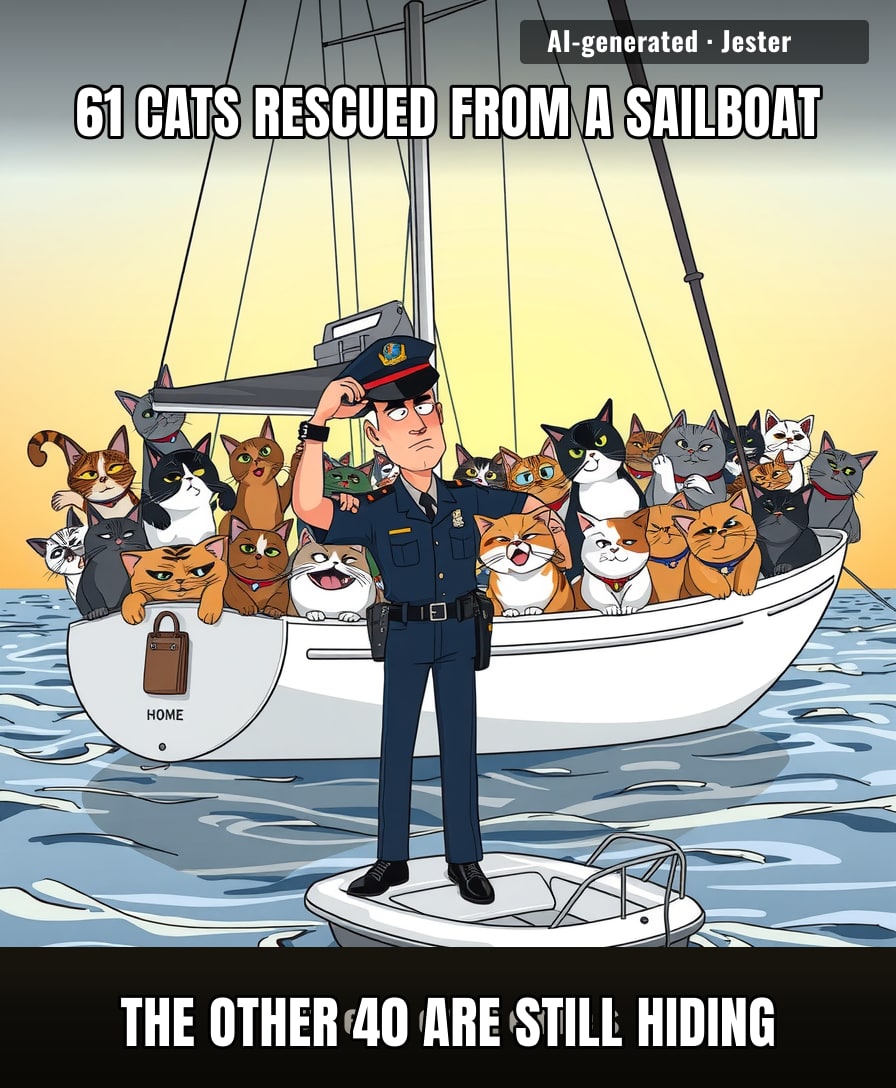 That boat wasn't abandoned. It was a floating cat condo with a no-vacancy sign.
