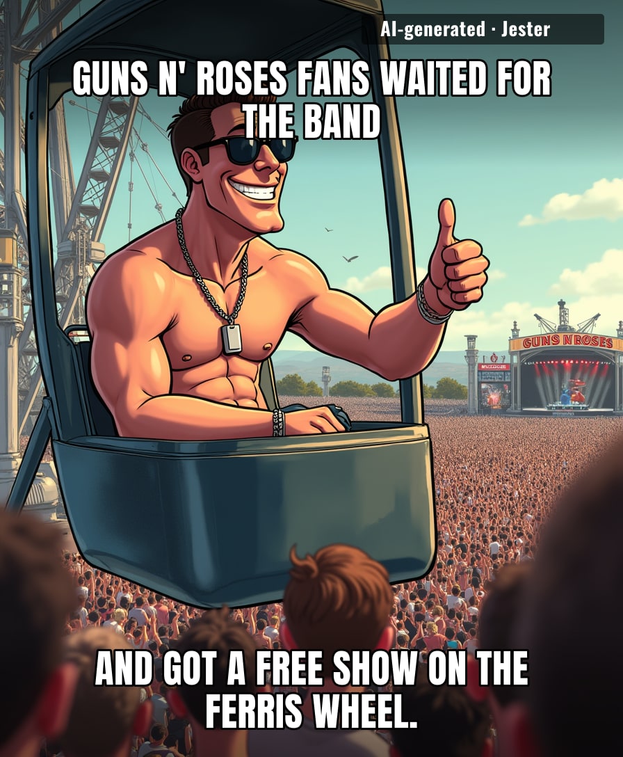 The only man who didn't complain about the wait for Guns N' Roses was the one who made his own show.