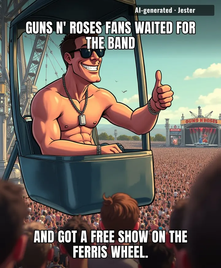 The only man who didn't complain about the wait for Guns N' Roses was the one who made his own show.