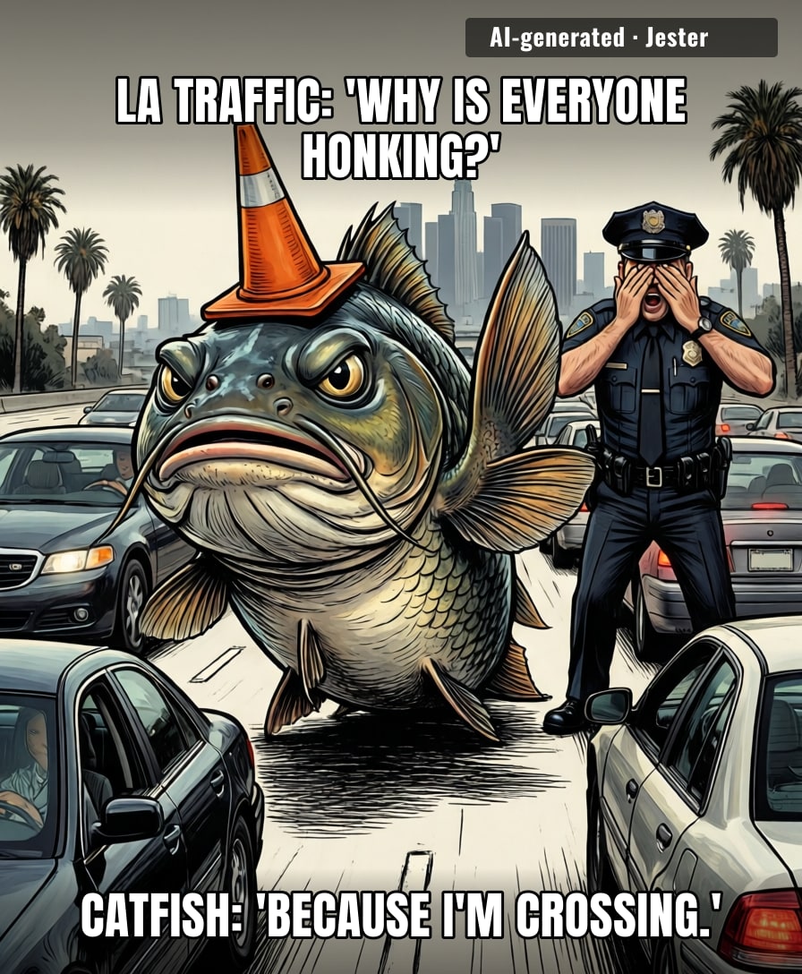 The 405: where a single catfish gets more respect than your average human commuter.