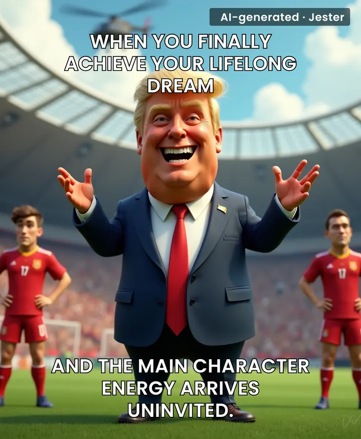 Donald Trump crashing the World Cup trophy ceremony is just his way of ensuring the planet knows he can make anything about himself, even if he has to break into a locked stadium to do it.