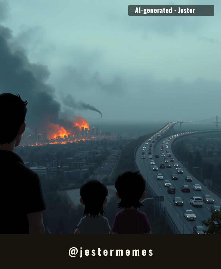 A city holds its breath as nature's fury outruns human haste.