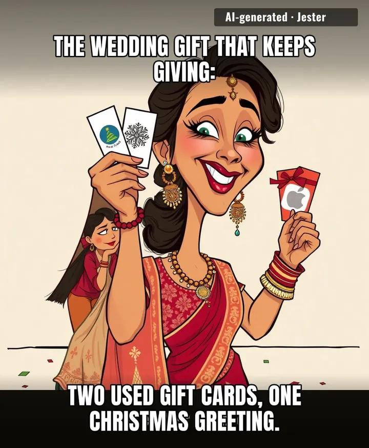 That cousin's next gift is probably an IOU for the wedding cake she ate.