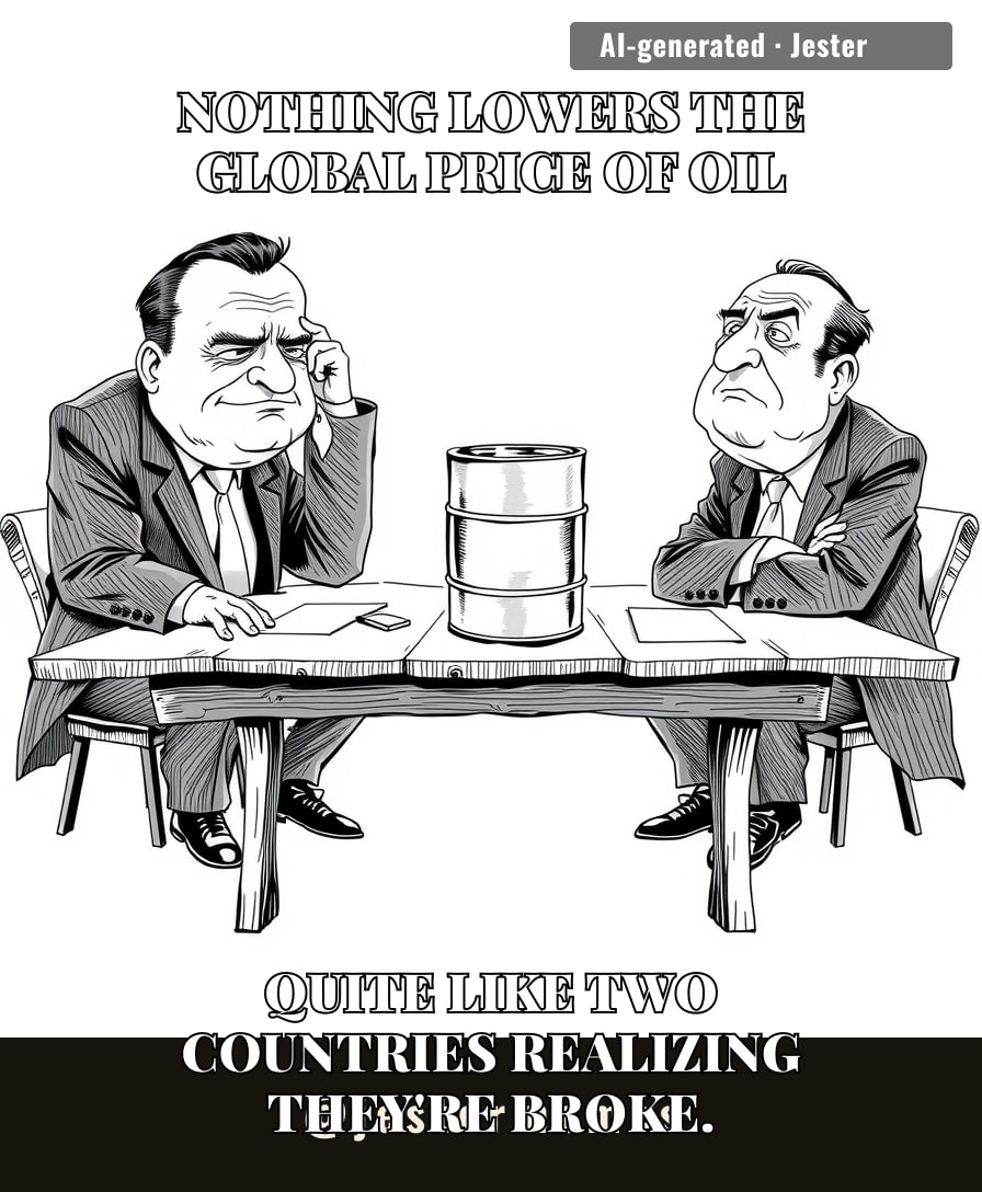 Geopolitics is really just two middle-aged men stopping a fight because they both realized the bar tab is on them.