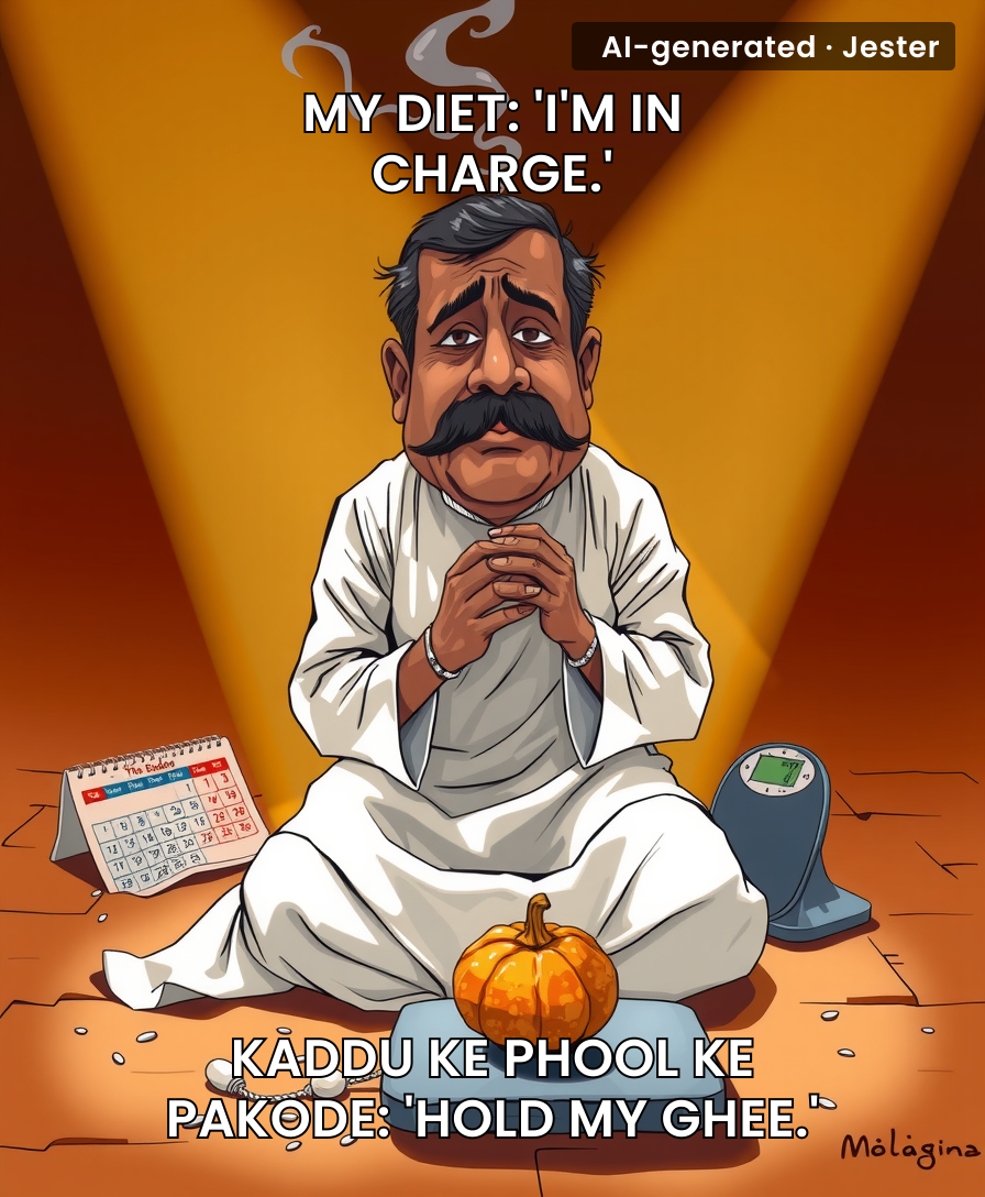 Kaddu ke phool ke pakode are the only thing that can make a grown adult negotiate with themselves like a hostage situation.