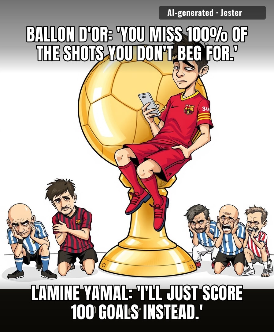At 17, Yamal's already too cool for the award—he's probably more stressed about his maths homework than the Ballon d'Or.