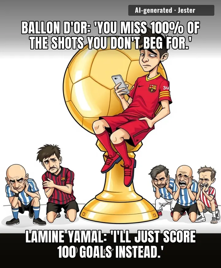 At 17, Yamal's already too cool for the award—he's probably more stressed about his maths homework than the Ballon d'Or.