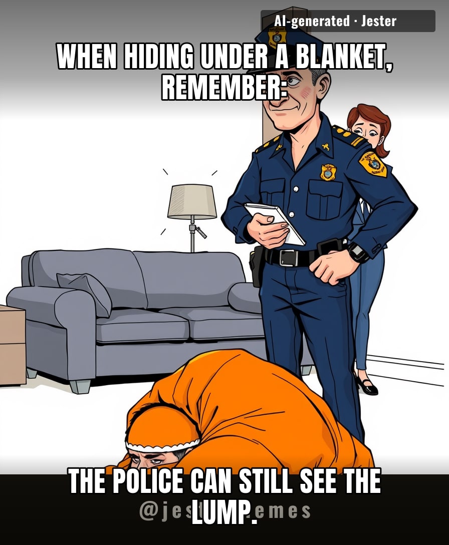 He thought a blanket makes him invisible, but it just made him a 5-foot-9 burrito for the cops.