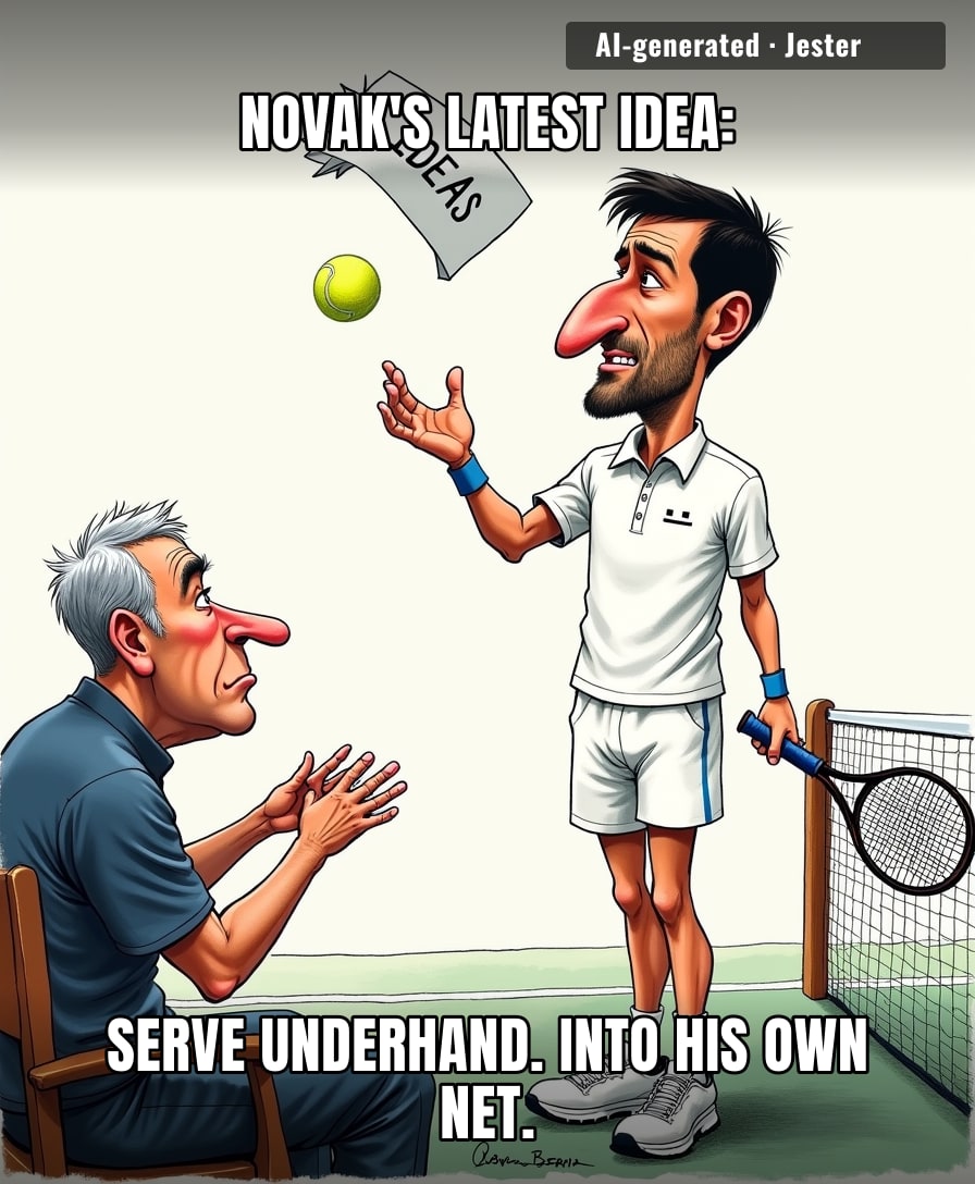 Novak invented a new shot: the self-sabotage drop shot.