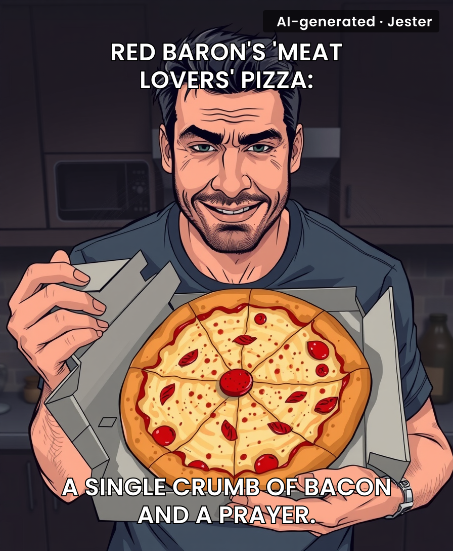 This pizza has less meat than the word 'meat' has letters.