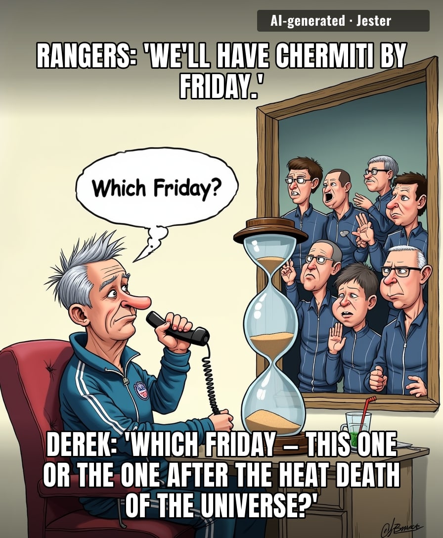 Rangers' transfer window is just a group chat where everyone's too polite to ask if Chermiti actually exists.
