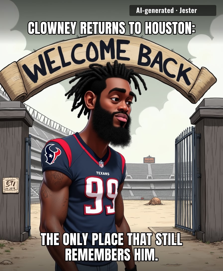 Eight years, three teams, zero sacks in Houston's memory—welcome back to the witness protection program.
