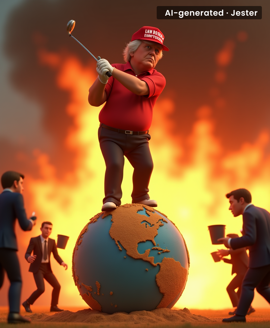 Trump sees the world as one big golf course, and if he's not winning, it's a penalty stroke for everyone else.