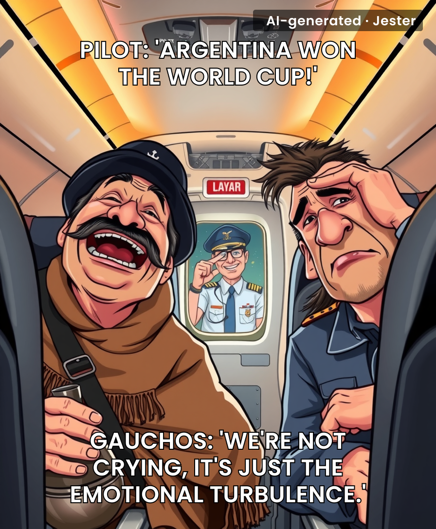 A pilot just discovered the fastest way to make a plane full of tough gauchos bawl: a fake World Cup win.
