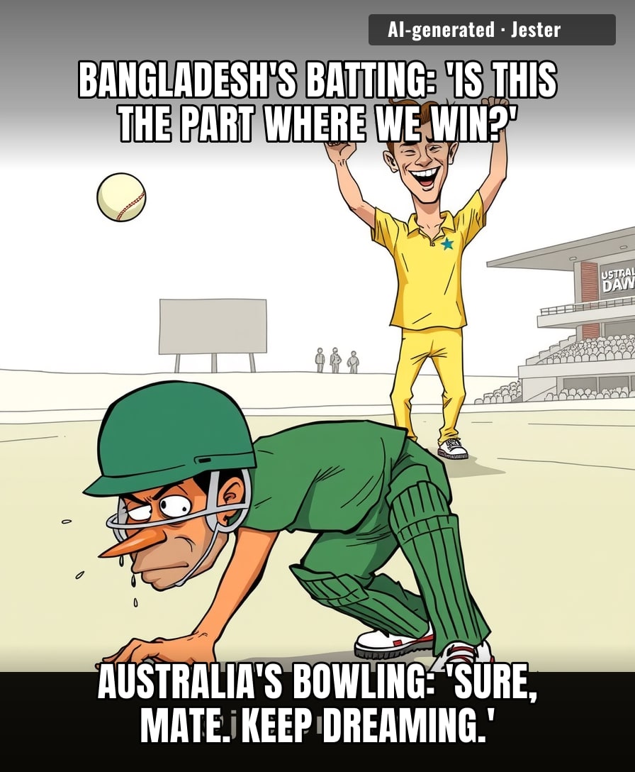 Australia's bowlers treat Bangladesh's top order like a free buffet — all you can eat, no resistance.