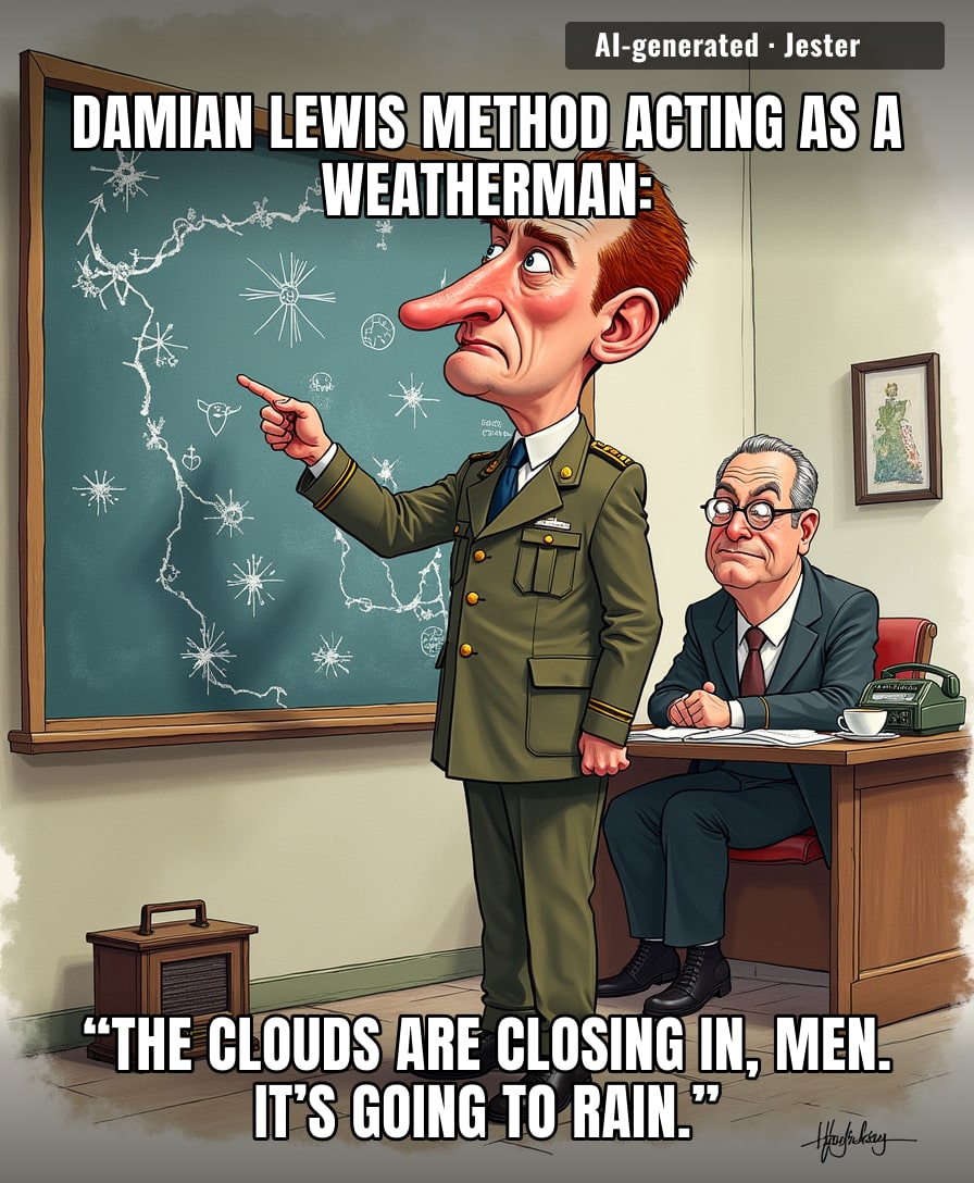 Nothing says Oscar-worthy drama like Damian Lewis staring down a cumulonimbus like it’s a Nazi general.