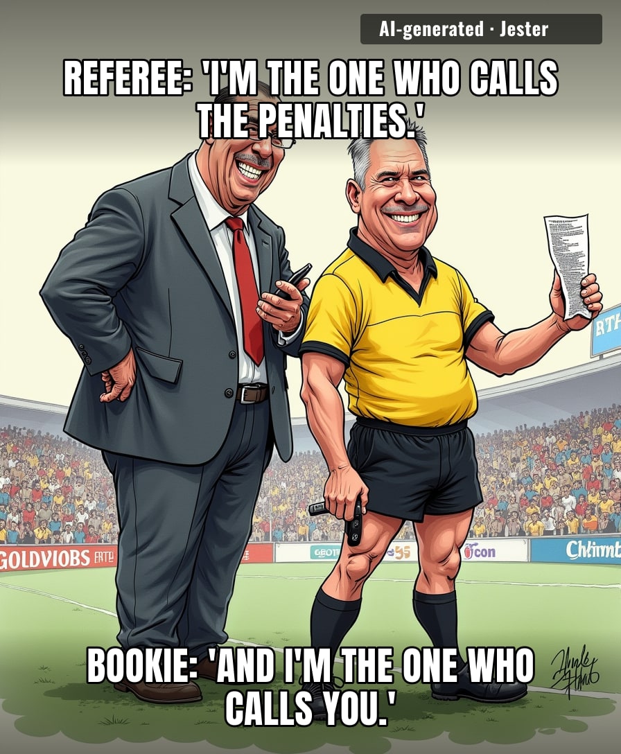 The NRL's top ref surfaces trackside after a $400k gambling scandal — turns out the only thing he's more comfortable with than a whistle is a betting slip.