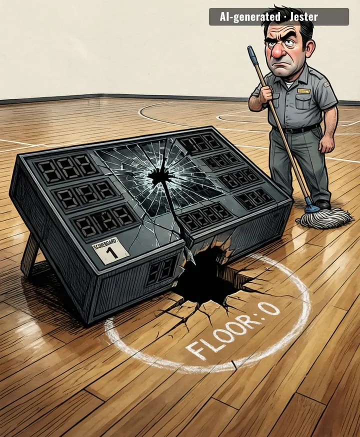 The scoreboard lost to the floor — which is more points than the basketball team scored all season.