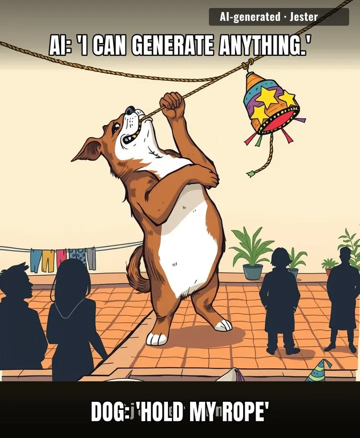 what if the dog thinks the piñata is a piñata and he's just trying to get the candy out?