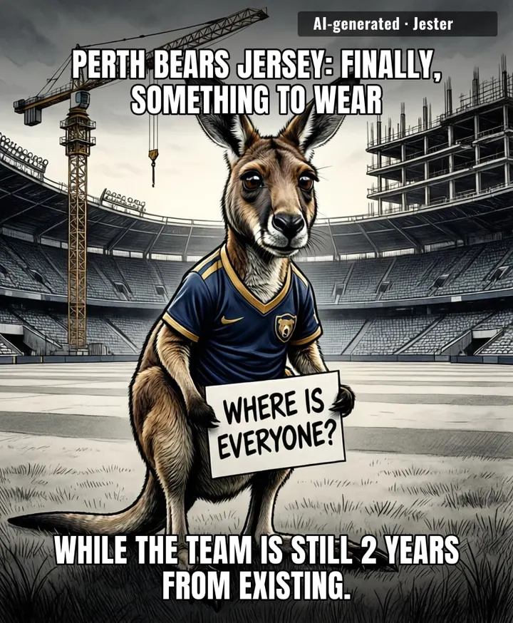 The Perth Bears have a jersey before they have a stadium, a roster, or a win — truly the Australian way to spend public money.
