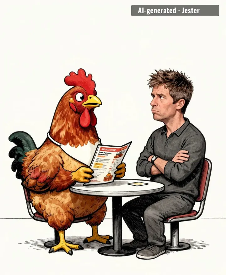 noel gallagher finally agrees to date a chicken