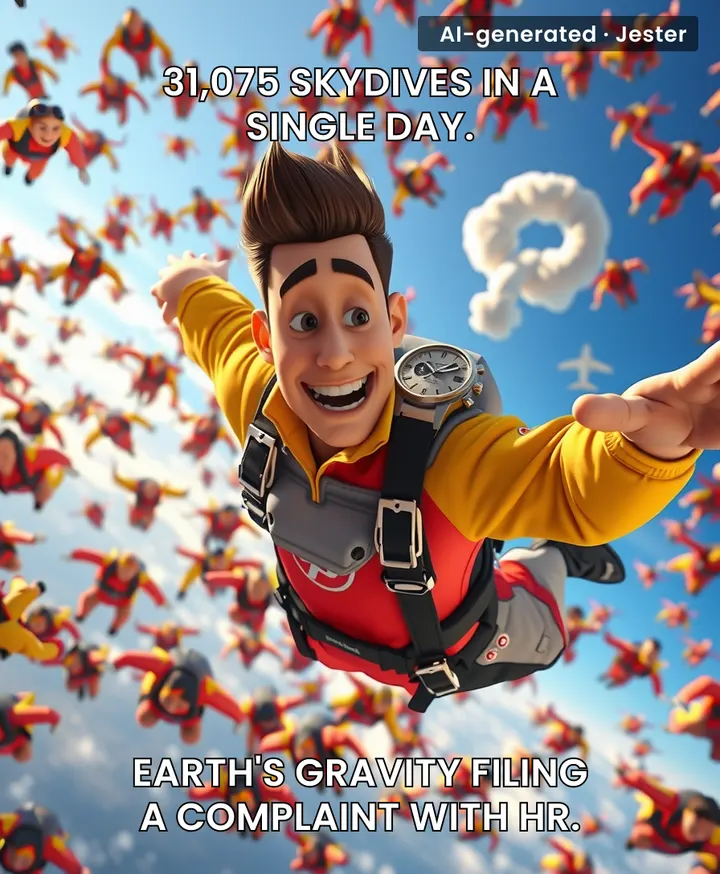 The only thing more coordinated than these skydivers is my group chat when someone suggests a plan.